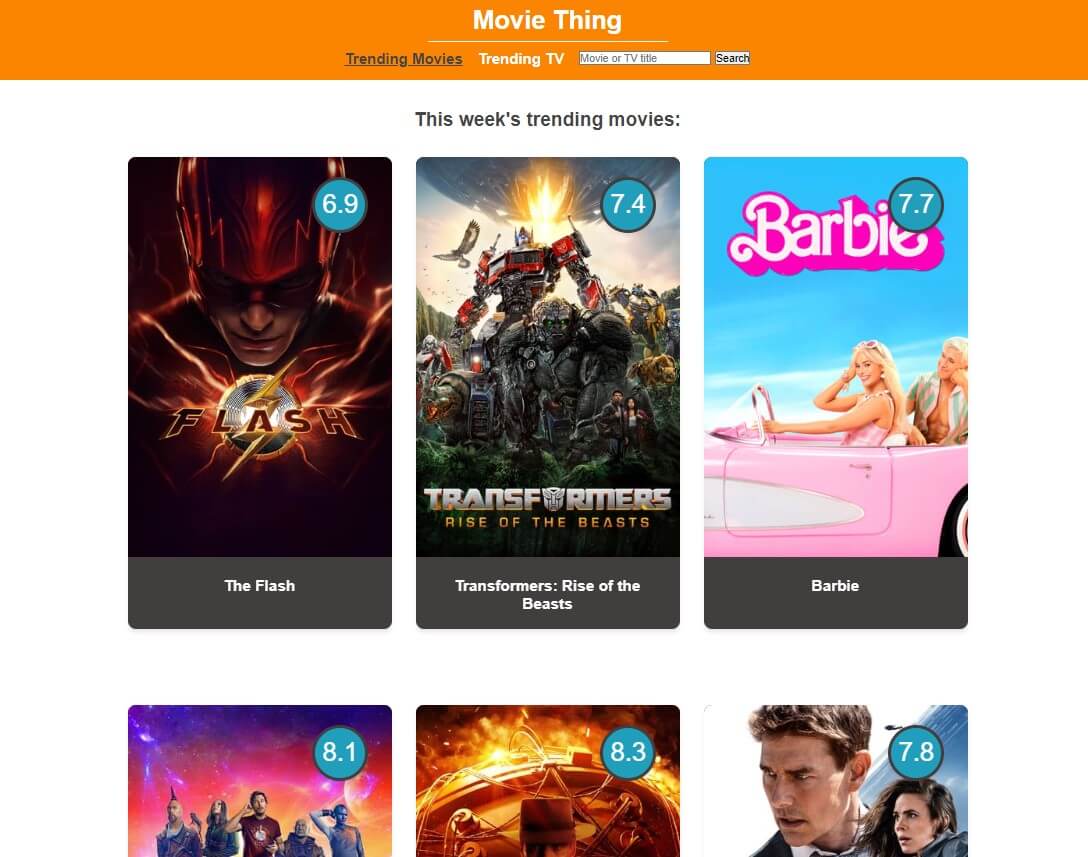 Screenshot of Movie Thing